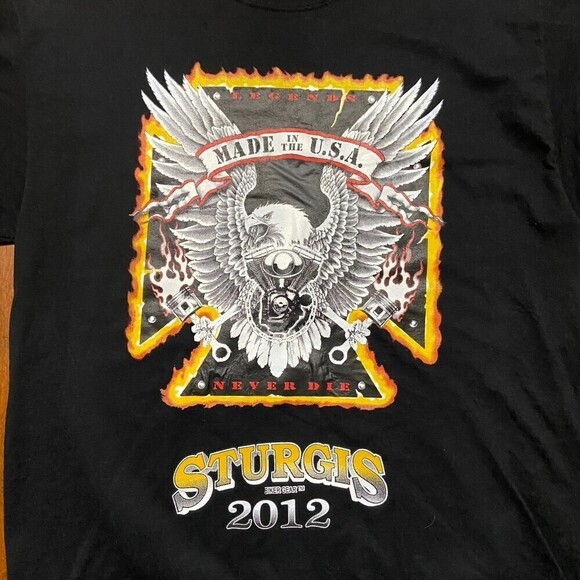 Sturgis 2012 Motorcycle Rally Annual Bike Eagle Logo Black T-Shirt Size Large - Picture 2 of 7